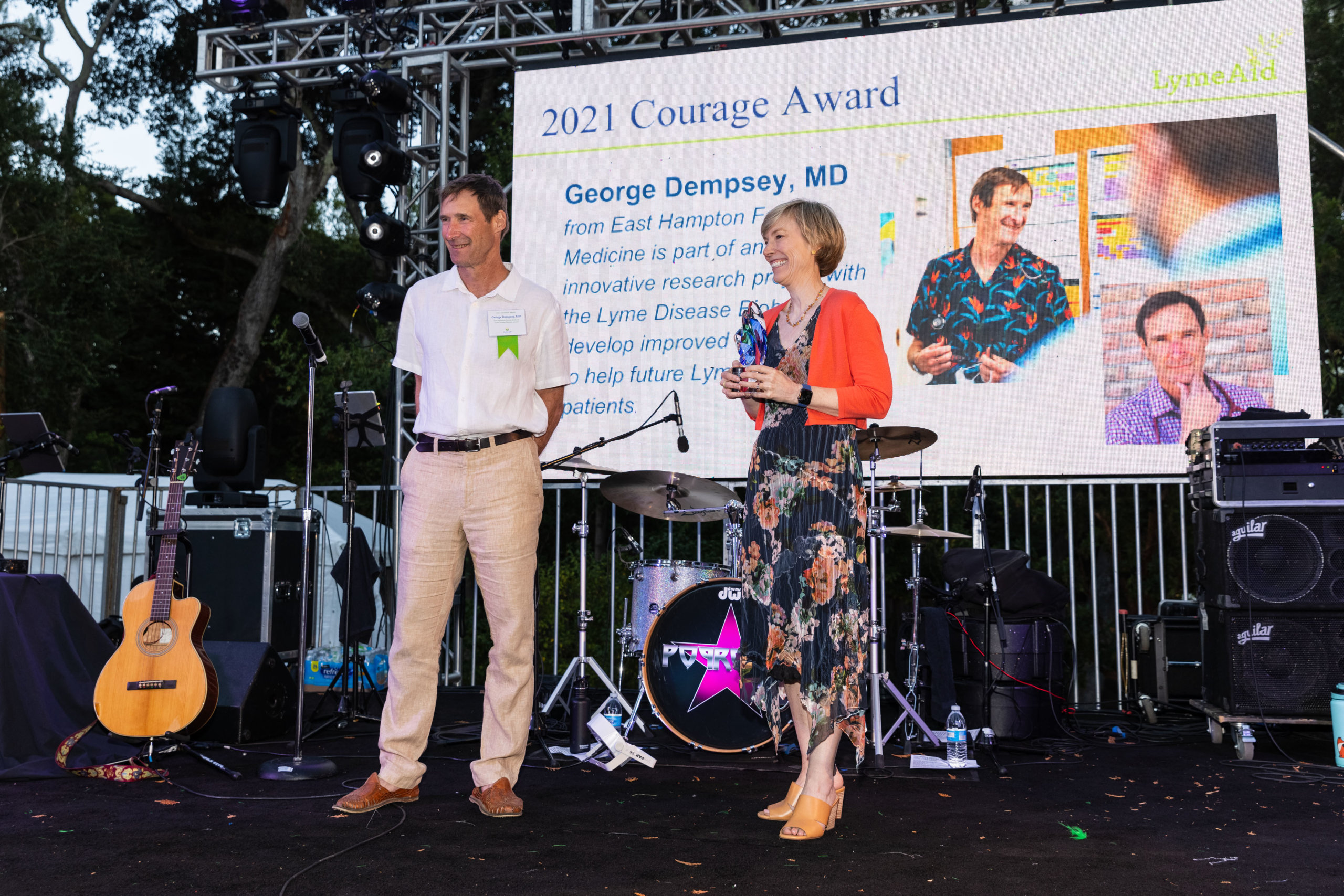 Dr. George Dempsey received his Courage Award at LymeAid Benefiting The Bay Area Lyme Foundation on September 18 2021 in Portola Valley, CA