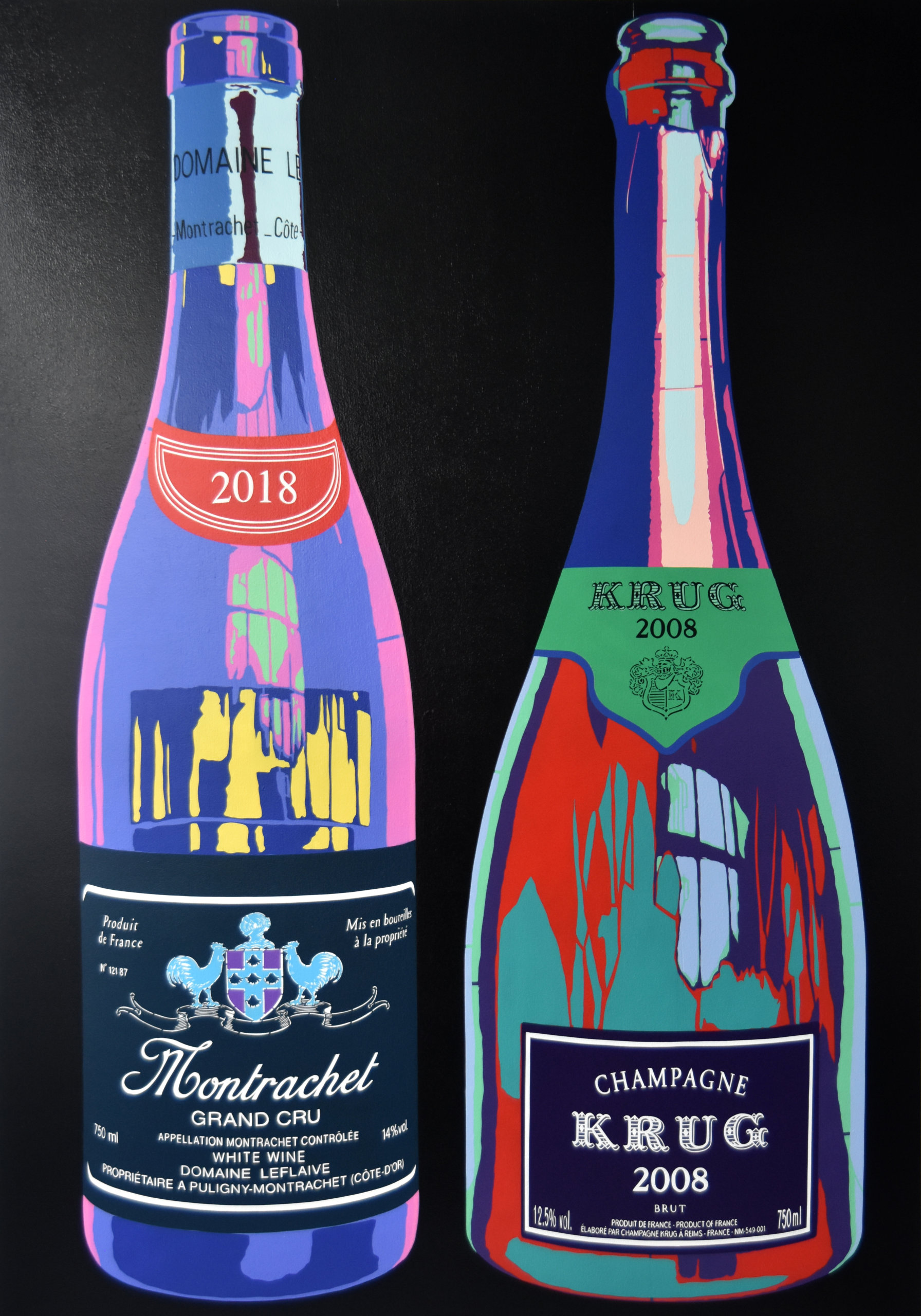 Campbell La Pun "Montrachet Krug - Repetae" (2022, Aerosol on Panel, 57.5" x 40.5") available at DTR Modern