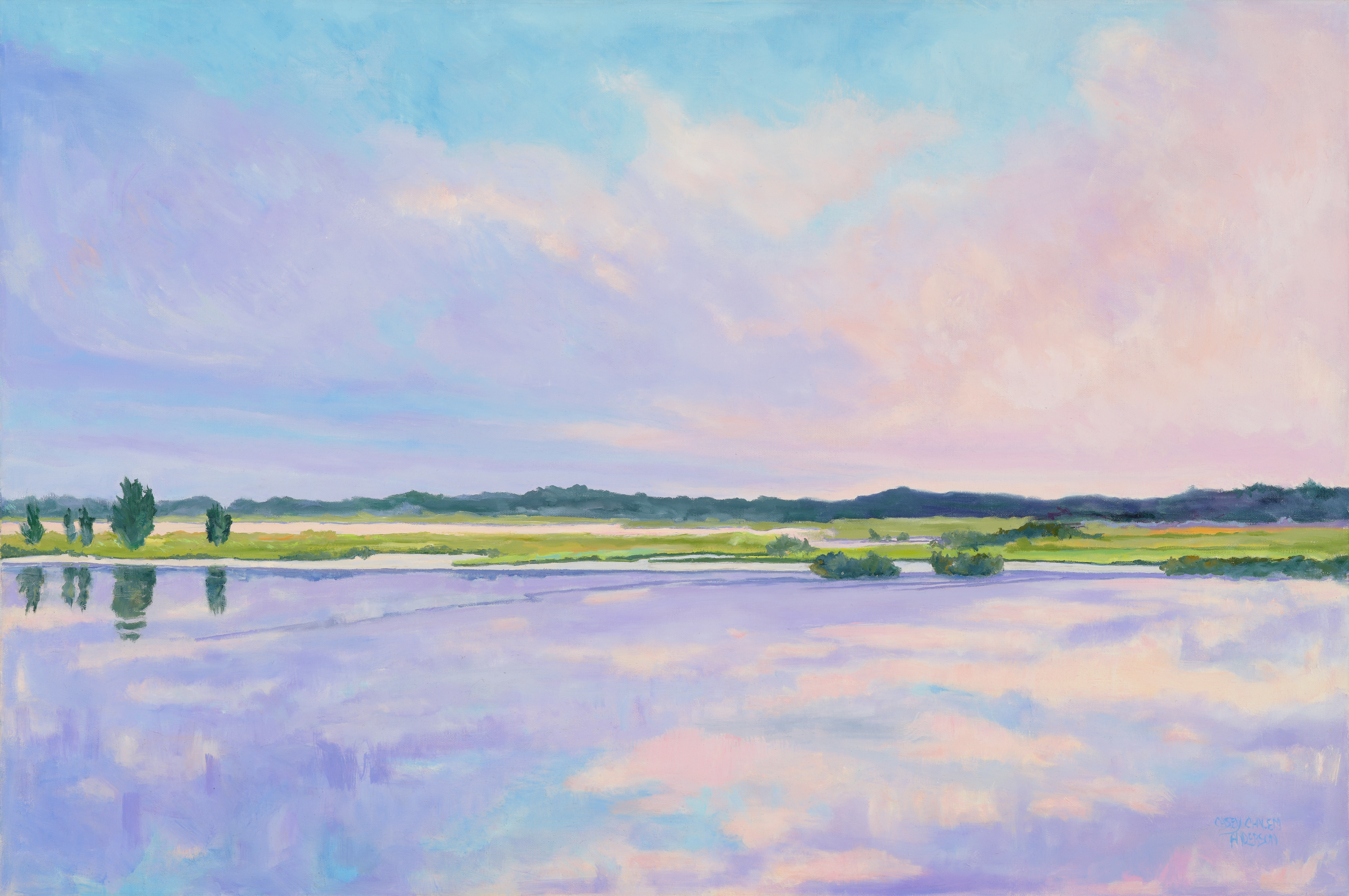 "Lavender Before Twilight" (oil on canvas, 24" x 36") by Casey Chalem Anderson