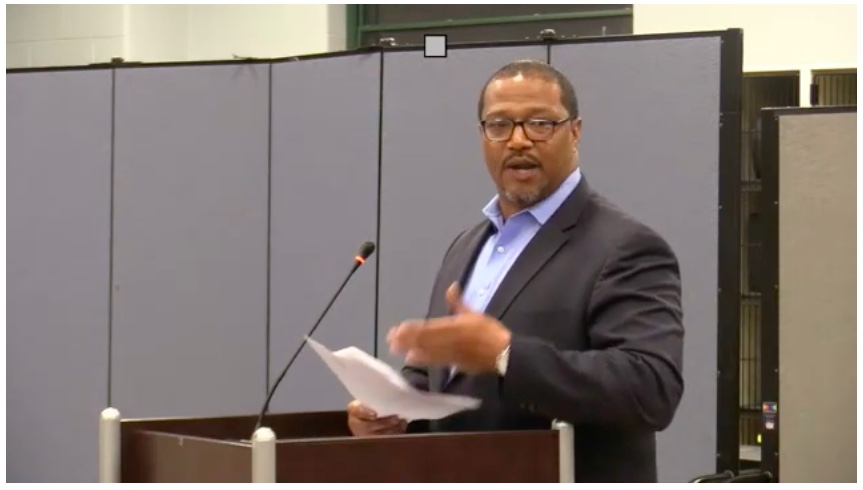 Shinnecock father Terrell Terry Sr. at the March 7 Southampton School Board Meeting