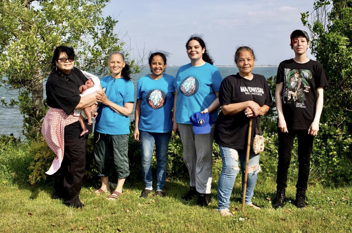 The Shinnecock Kelp Farmers: Darlene Troge with grandson Benjamin Ballard, Donna Collins-Smith, Danielle Hopson Begun, Tela Troge, Rebecca Genia and Waban Tarrant