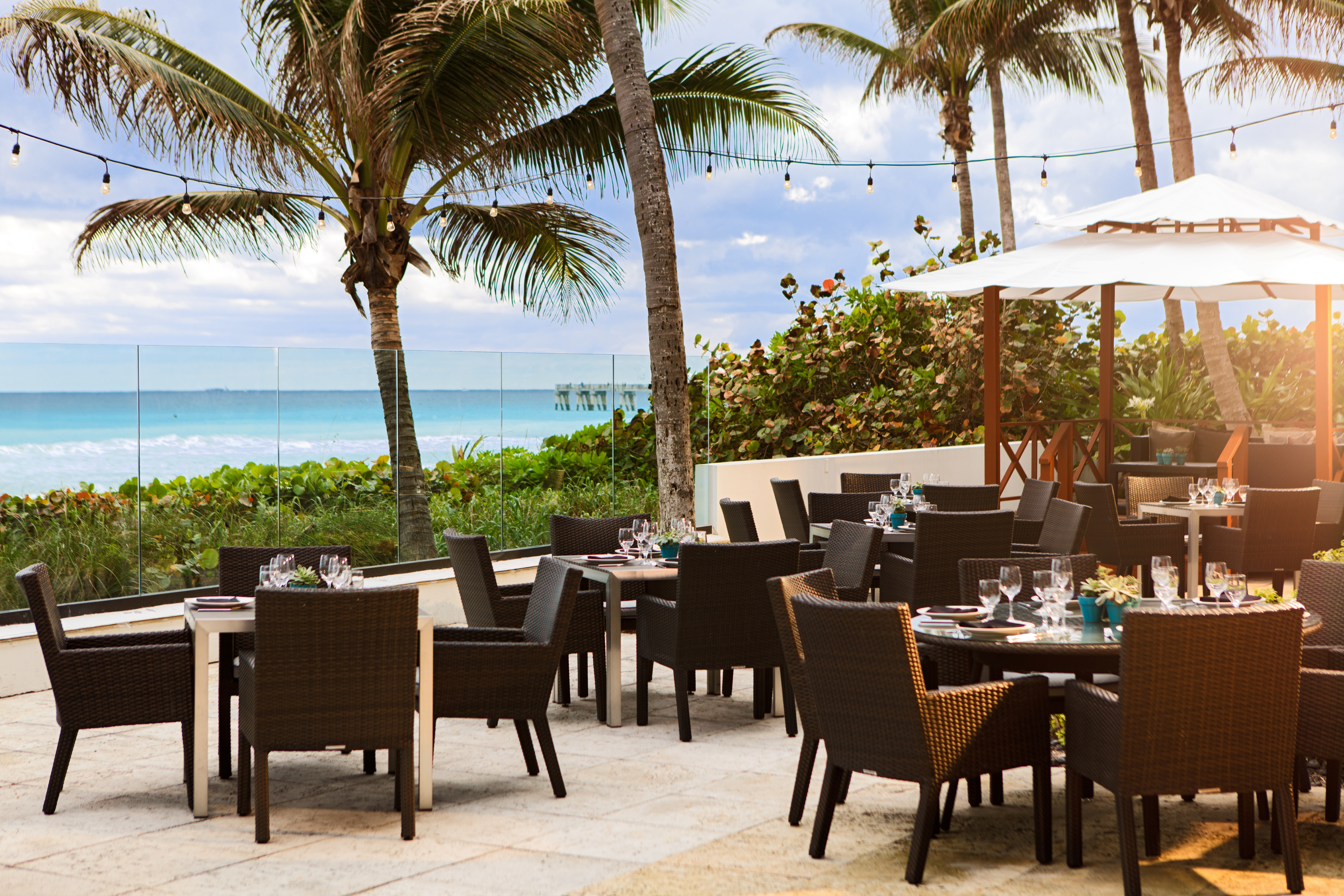The oceanfront terrace at Brandon's Palm Beach