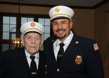 EHFD Ex-Chief Joe DeCristofaro, EHFD 2nd Assistant Chief Alex Verdugo at the East Hampton Fire Department Awards Dinner