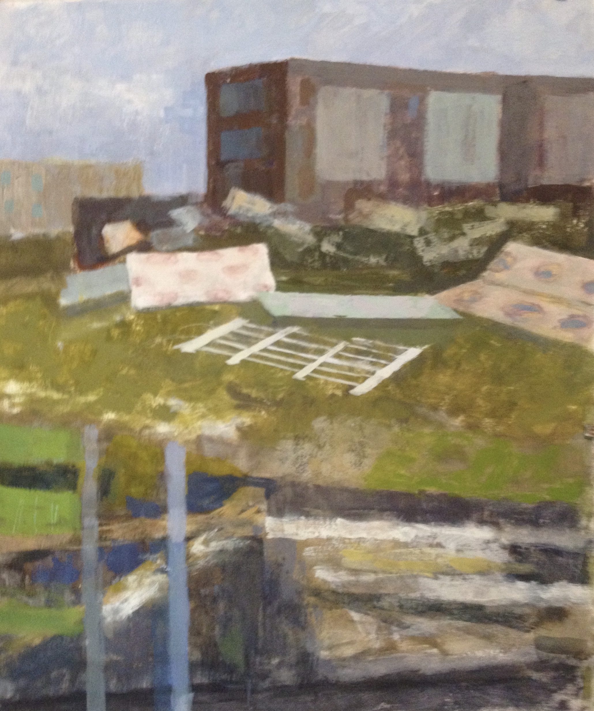 Charles Winheld "Mattress al Fresco" 22" x 25" caesin