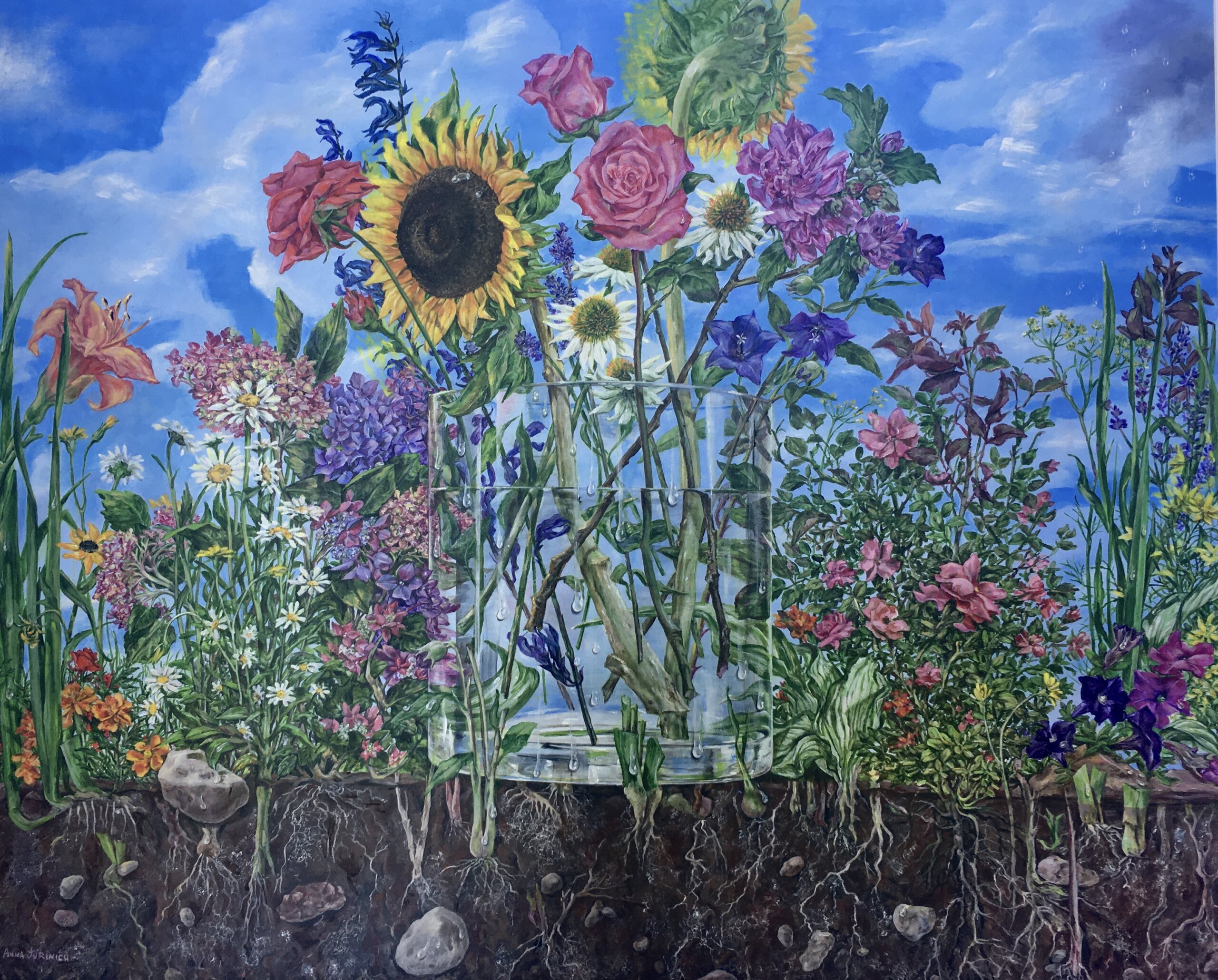 Anna Jurinich's "Picked Just for You" (acrylic, 28” x 35”) as seen cropped on the cover of Dan's Papers North Fork