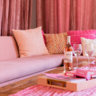 Macari Vineyards private tasting room showcasing the work of Carl Timpone