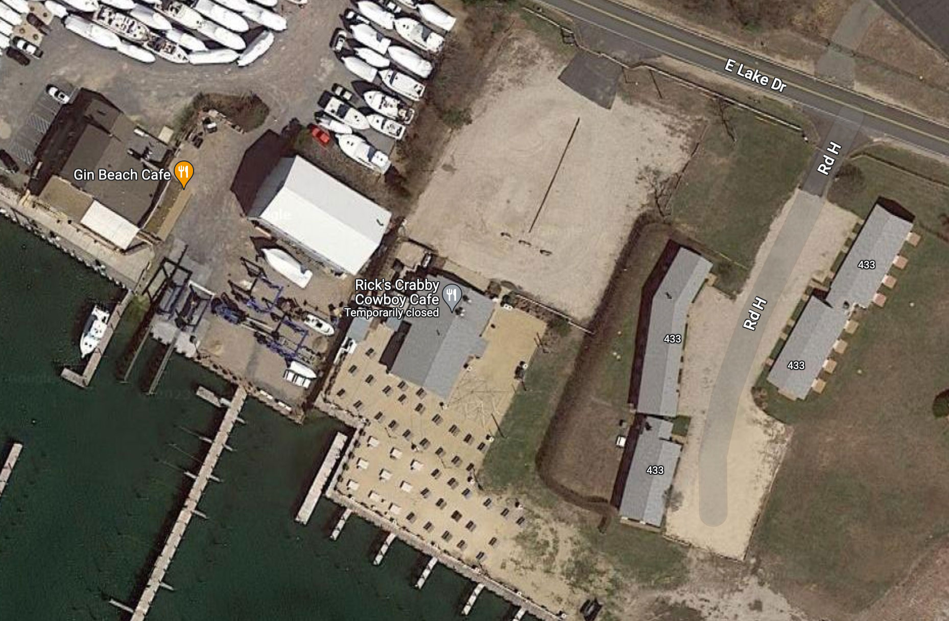 The site of Maison Close Montauk before the fire at 435 E. Lake Drive