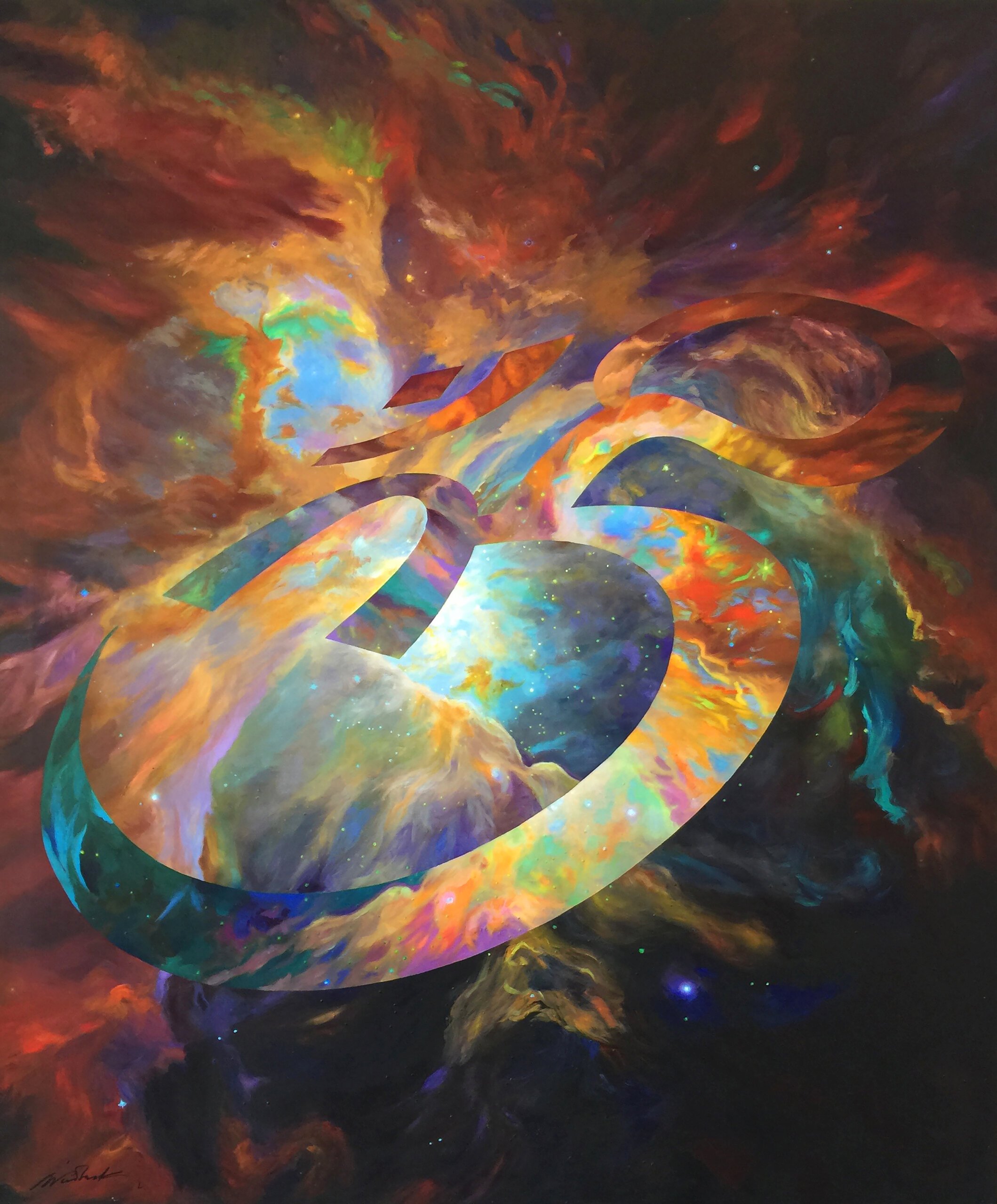 Charles Wildbank "Ohm" (acrylic on canvas, 57" x 68")