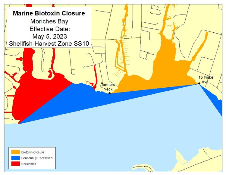 Map of the shellfish ban affected waterway