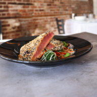 The sesame-crusted tuna steak at Page at 63 Main