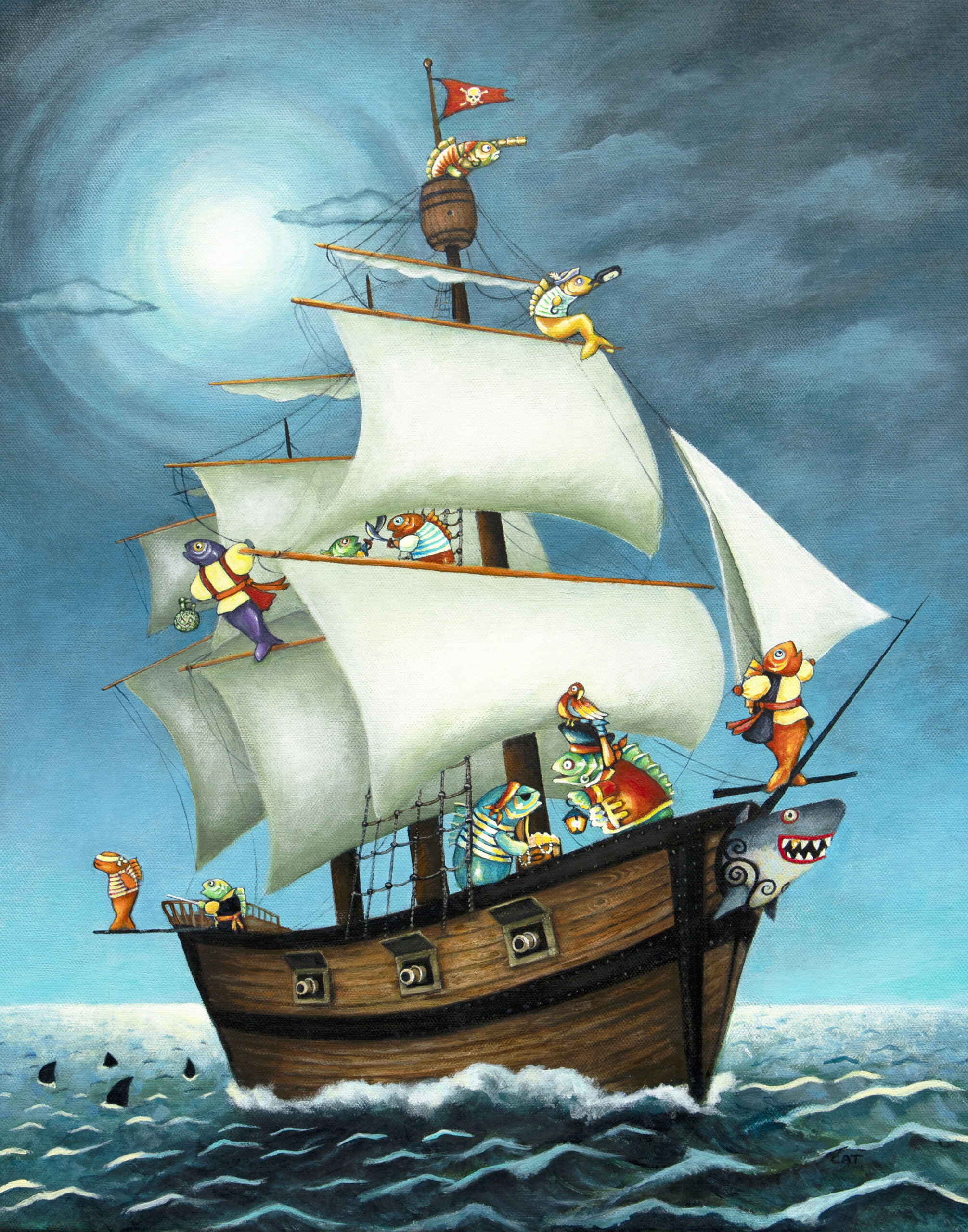 "The Pirate Ship" (11" x 14") by Cat Bachman