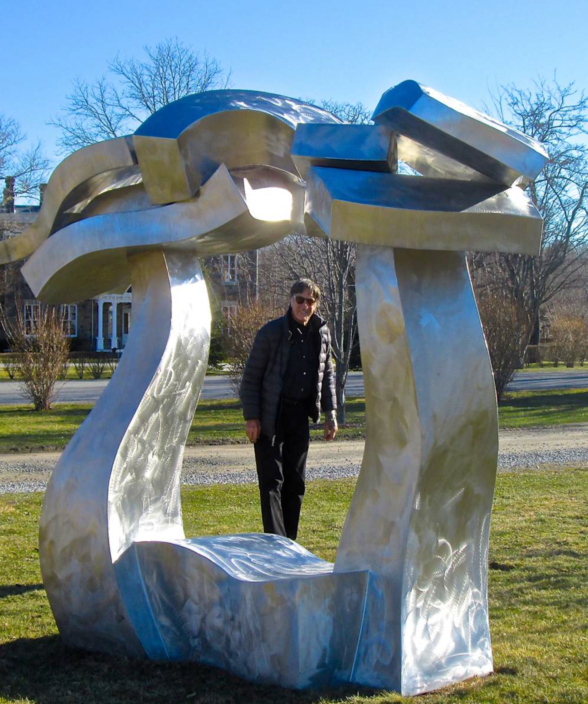 Hans Van de Bovenkamp with one of his sculptures