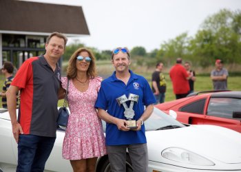 Ferrari Club President John Aalto, Thomas Mullin, Annmarie Seddio at the Car Rally