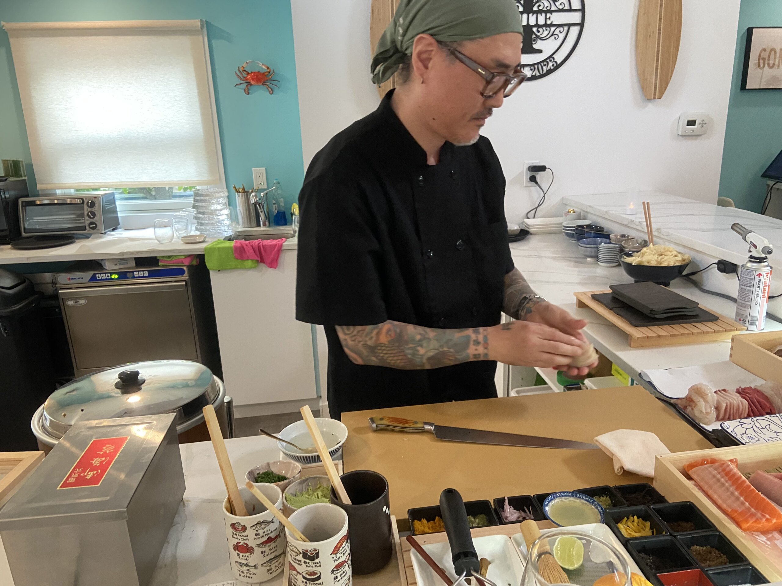 Chef Hancho at work at Taylor's Sushi Suite in Westhampton Beach