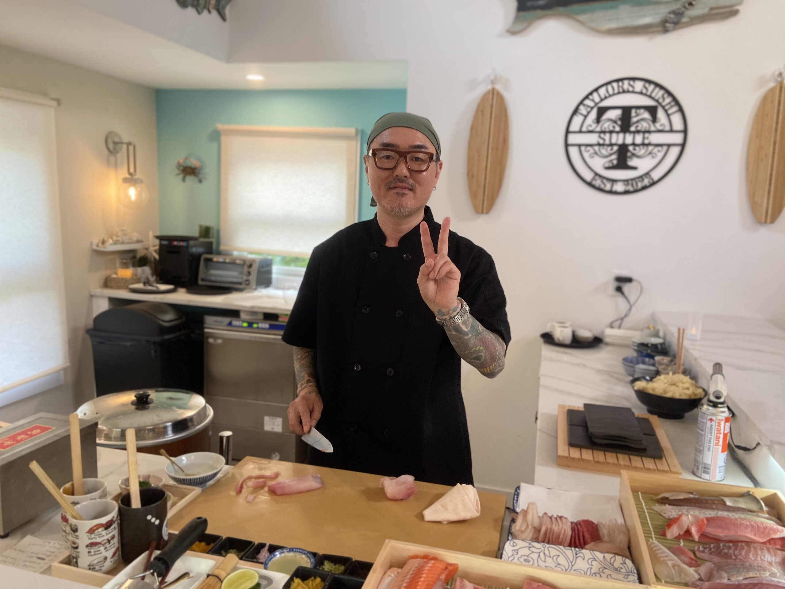 Chef Hancho preparing the next for the upcoming Omakase session at Taylor's Sushi Suite.