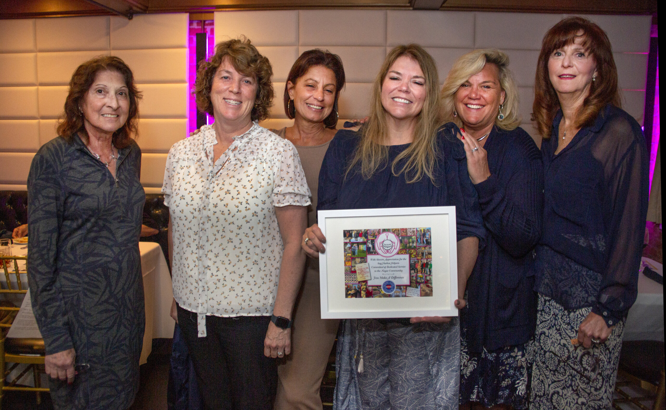 NCA President Elena Loreto, Denise Dee, Marianne Ward, Cindy Capalbo, Rebecca Guyer, Mary Bori at Noyac Civic Association's Dinner Fundraiser