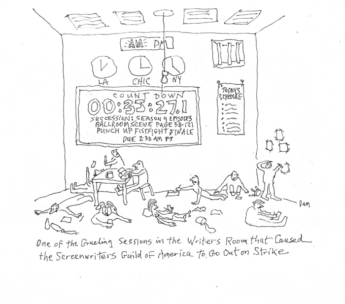 Writers Strike Cartoon by Dan Rattiner