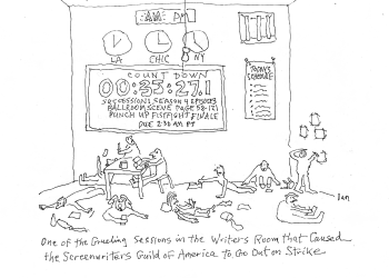 Writers Strike Cartoon by Dan Rattiner