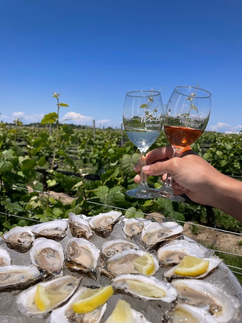 Some oyster farms have partnered with local vineyards
