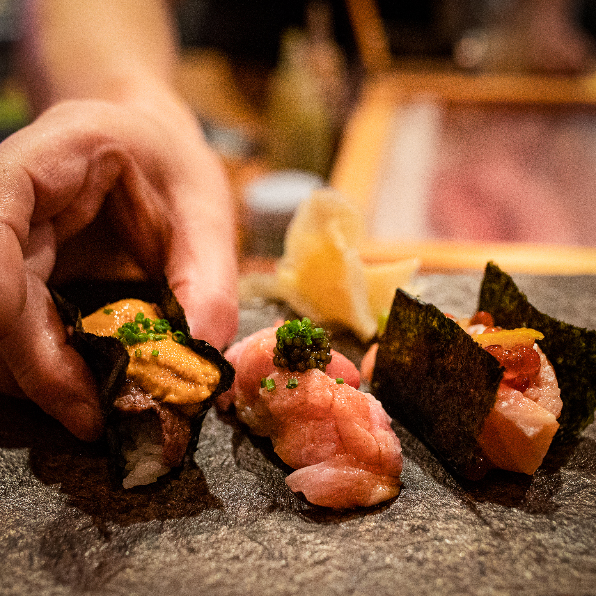 Row of roe at Sushi by Boū