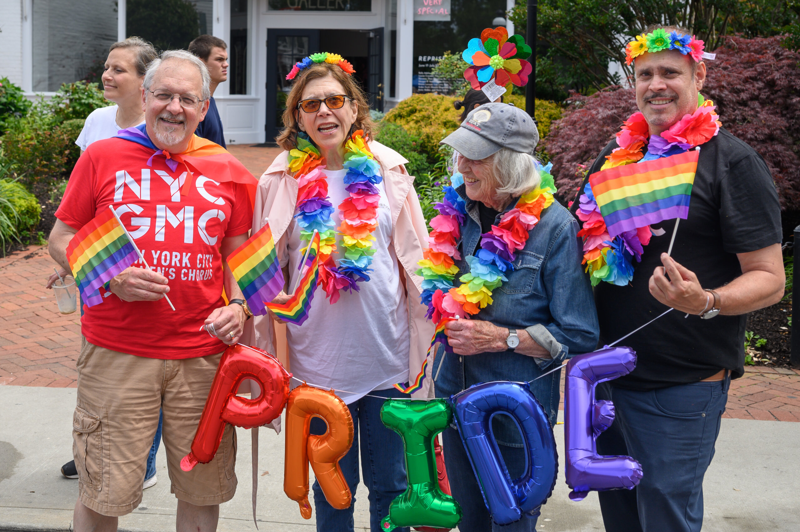 Joe Giacalone, Diane Giacalone, Rosemary Gutwillig, Samuel Lartigaut at the North Fork Pride Parade