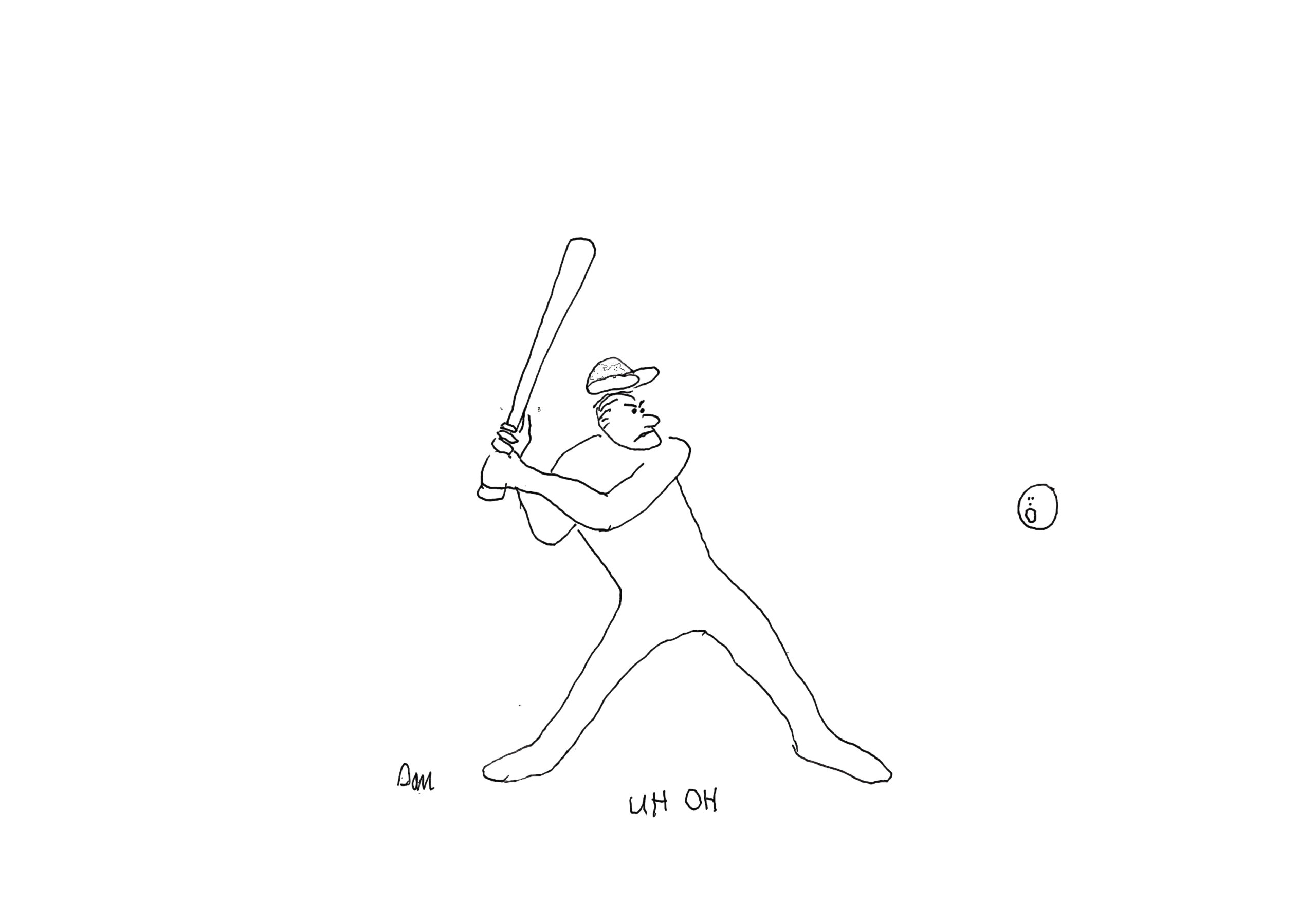 Artists & Writers Game baseball softball Cartoon by Dan Rattiner