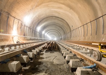 The railroad of the subway during the final steps of the tunnel construction.