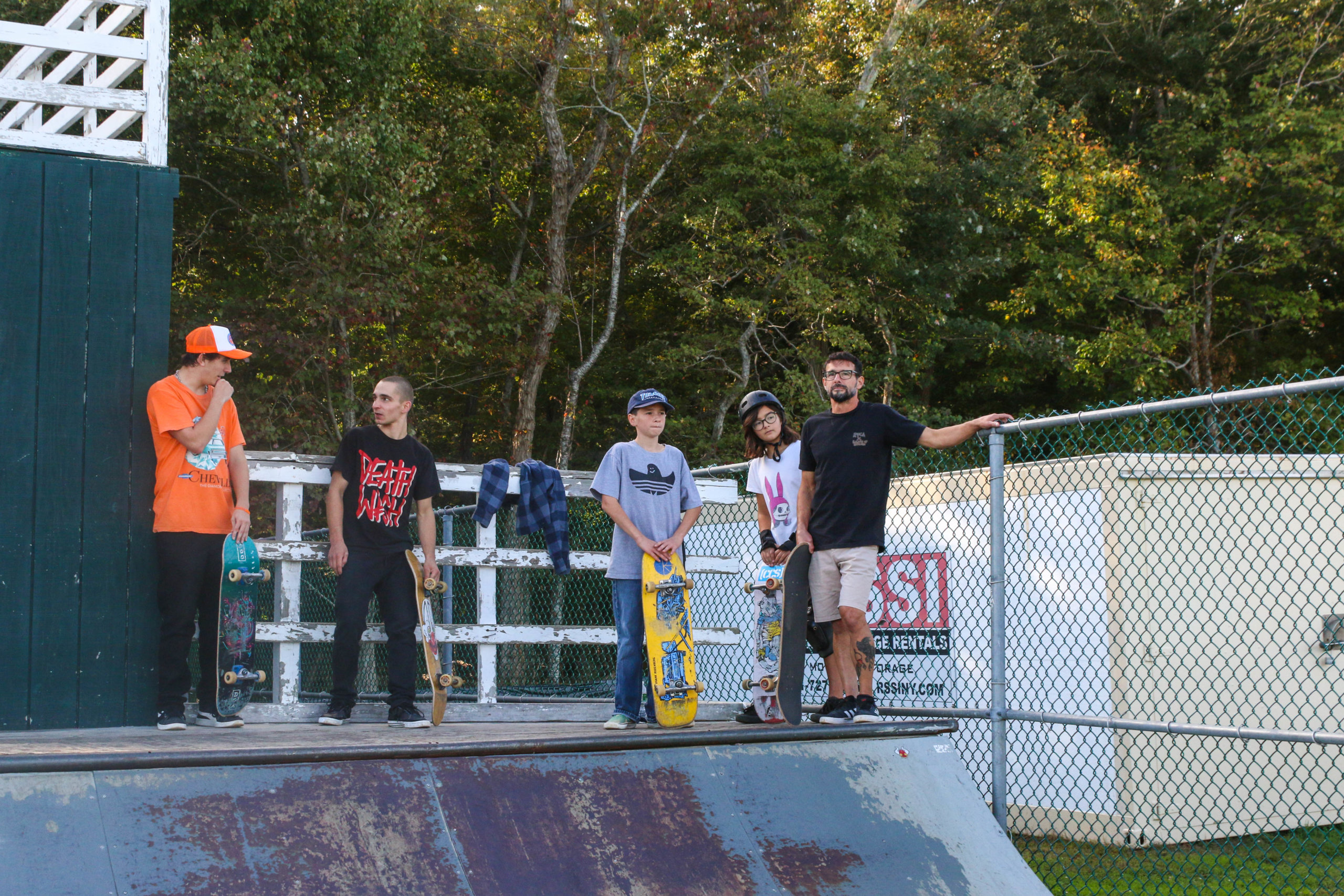 Kids gathered at the Greenport Skate Park