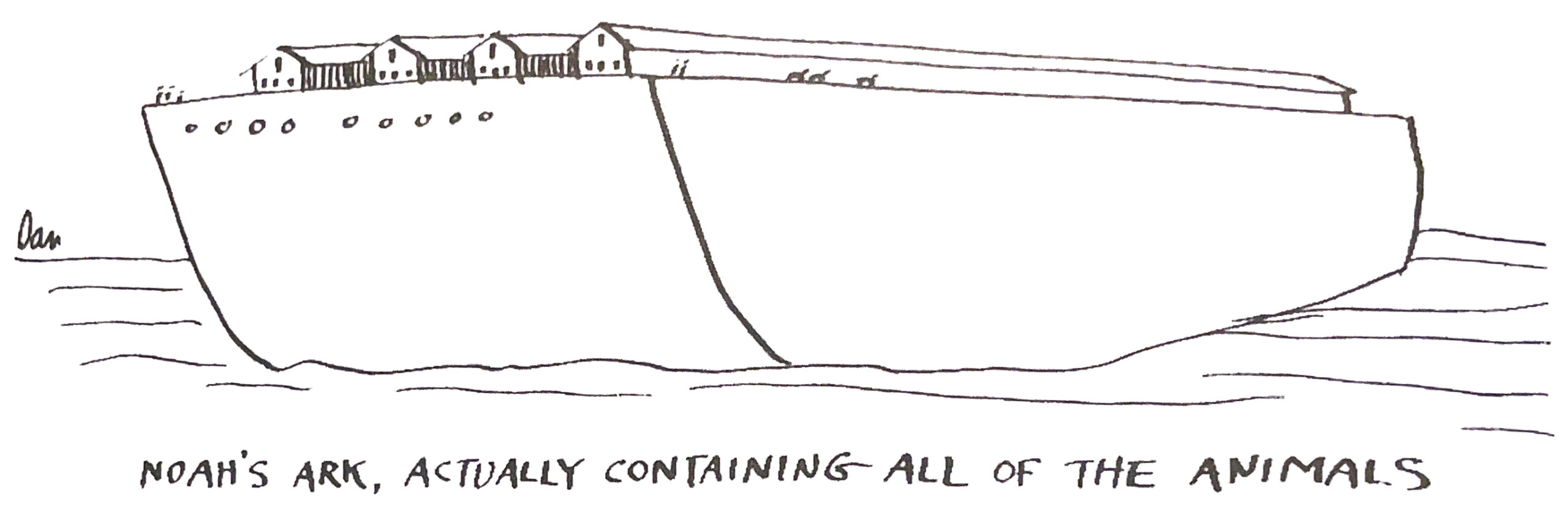 Noah's ark houseboat Cartoon by Dan Rattiner