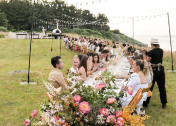 The table set by Cloudy Bay Wine and Outstanding in the Field on Fireplace Farm in East Hampton.