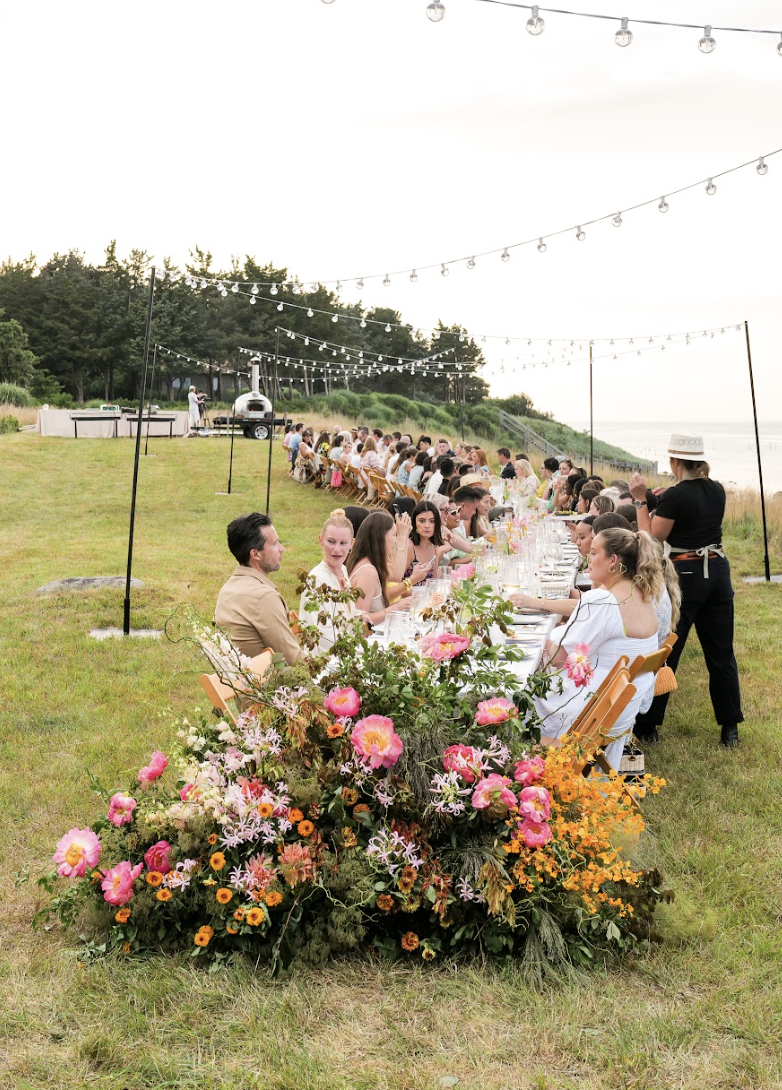 The table set by Cloudy Bay Wine and Outstanding in the Field on Fireplace Farm in East Hampton.