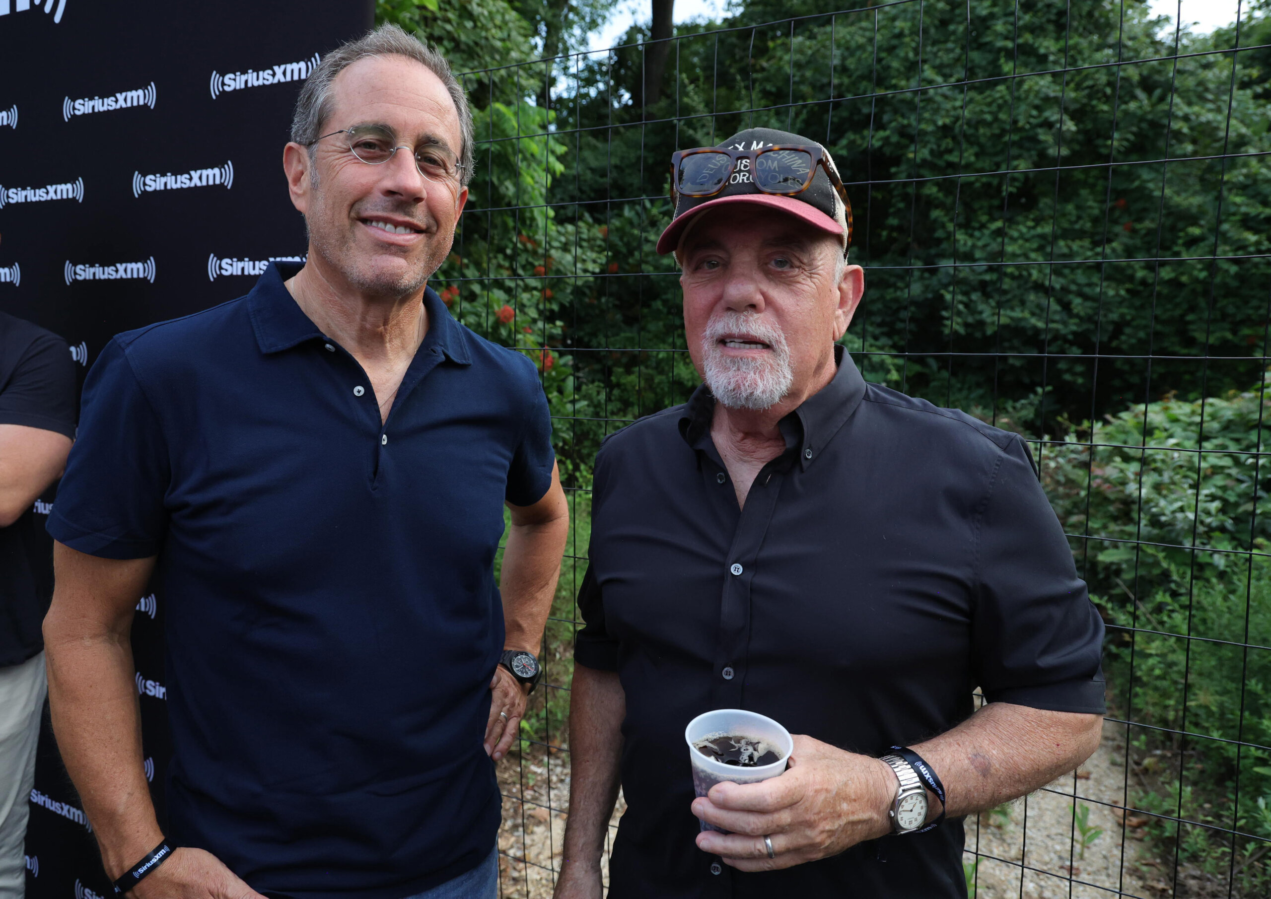 Jerry Seinfeld and Billy Joel attend as Ed Sheeran performs live for SiriusXM at the Stephen Talkhouse on August 14, 2023 in Amagansett, New York