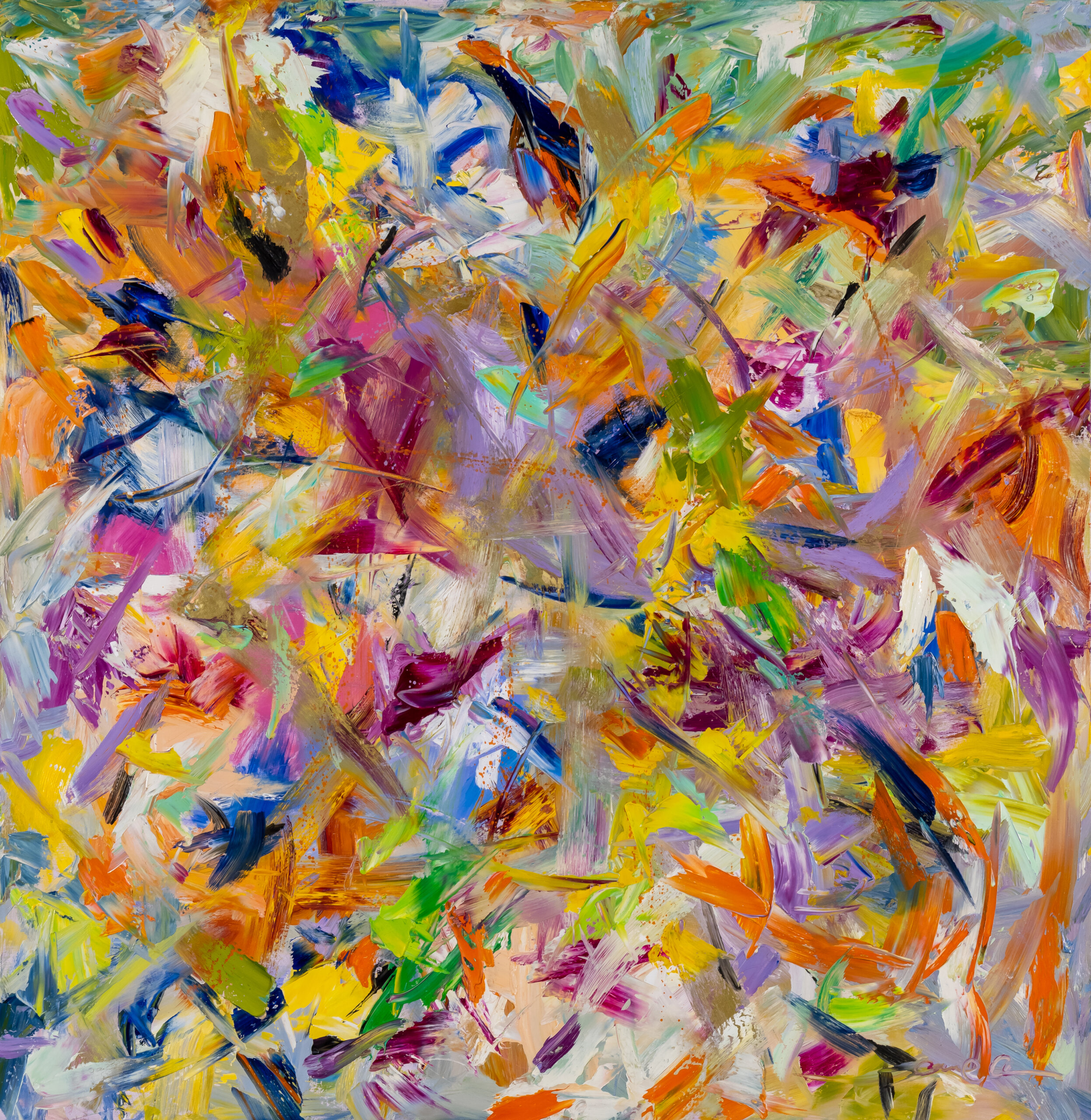Carol Calicchio's "Hummingbirds in Paradise" (oil on canvas, 48” x 48”)