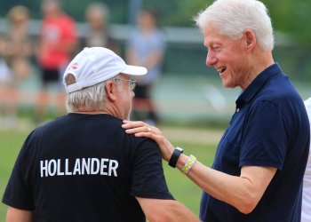 Hollander and Bill Clinton at the Artists & Writers Game