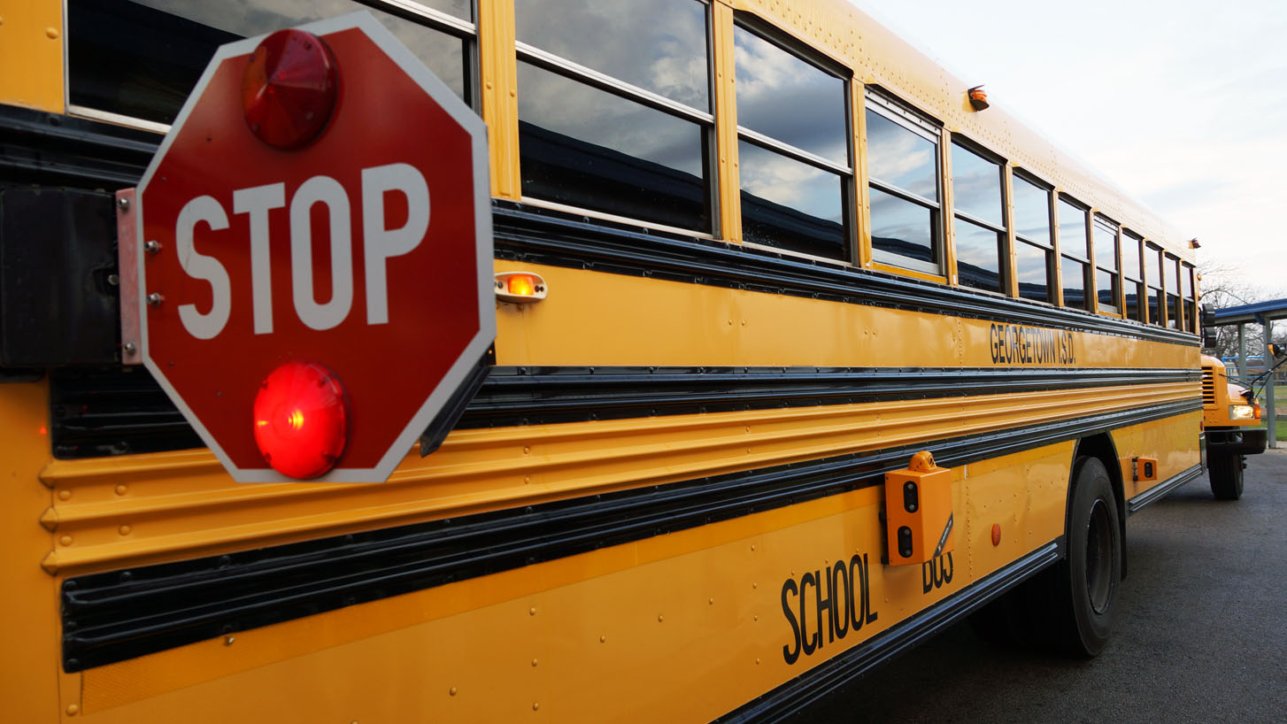 School bus stop-arm cameras automatically mail citations to drivers that pass a stopped bus.