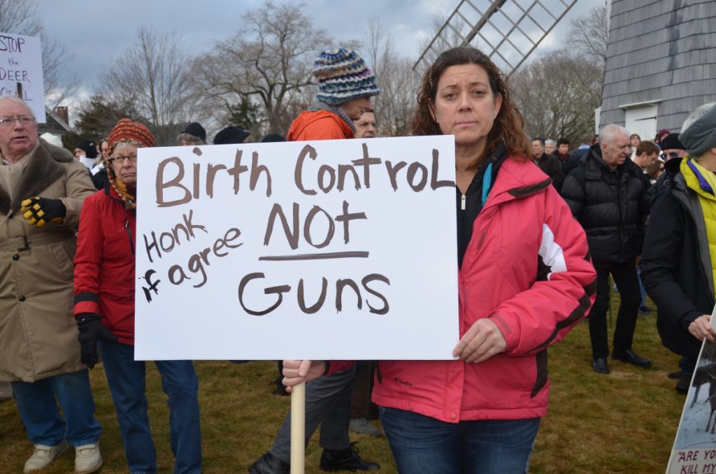 Ann Plucis at the January 2014 Save the Deer rally in East Hampton