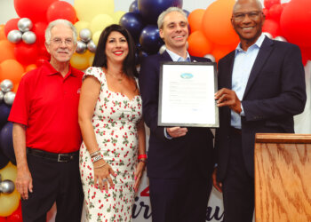 Gary Peters, Boca Raton City Council Member Yvette Drucker, Boca Raton Mayor Scott Singer, Greg Hazle at Boca Helping Hands' 25th Anniversary