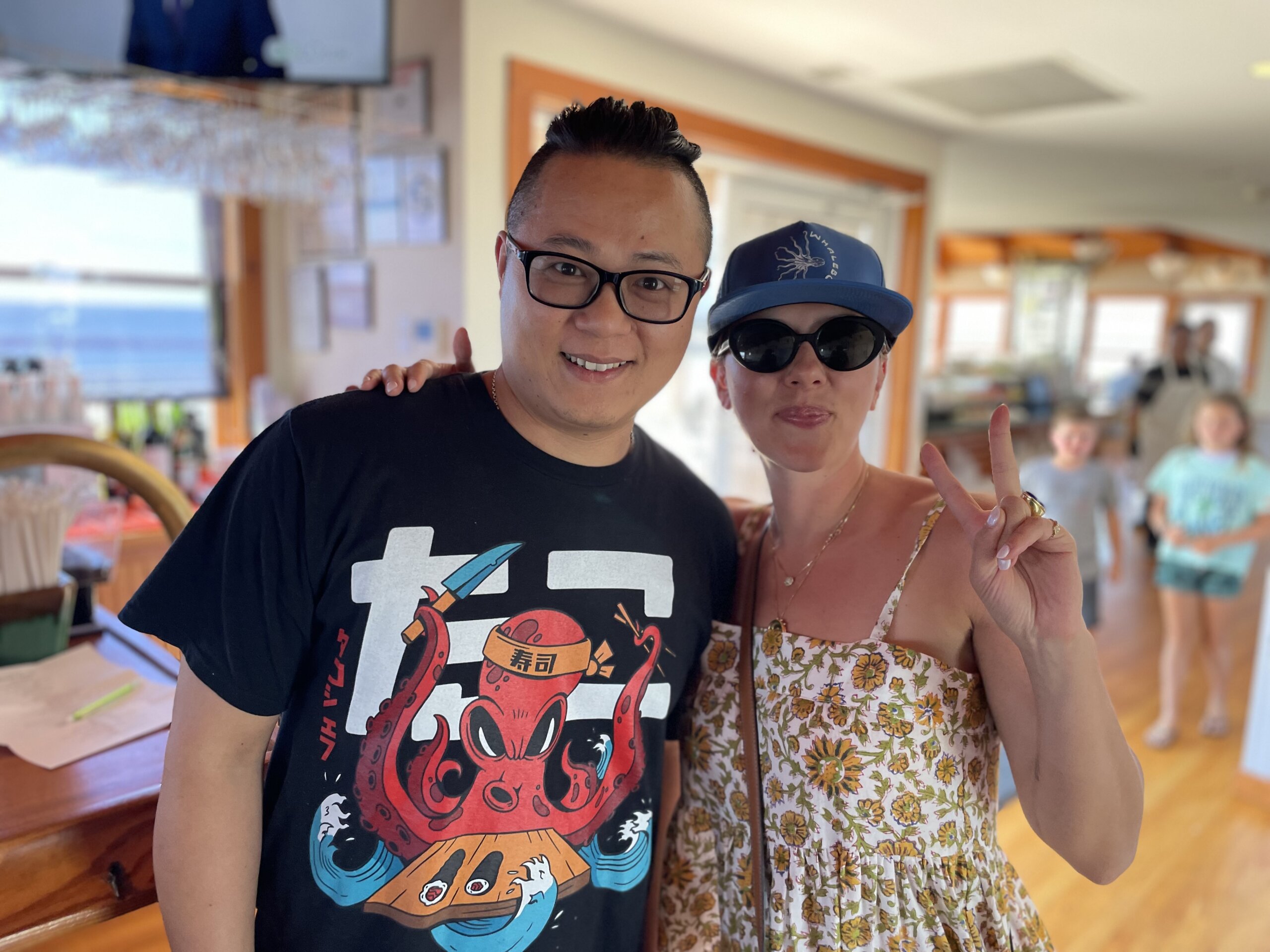 Montauk sushi pioneer Jimmy Lin with super-fan Scarlett Johansson