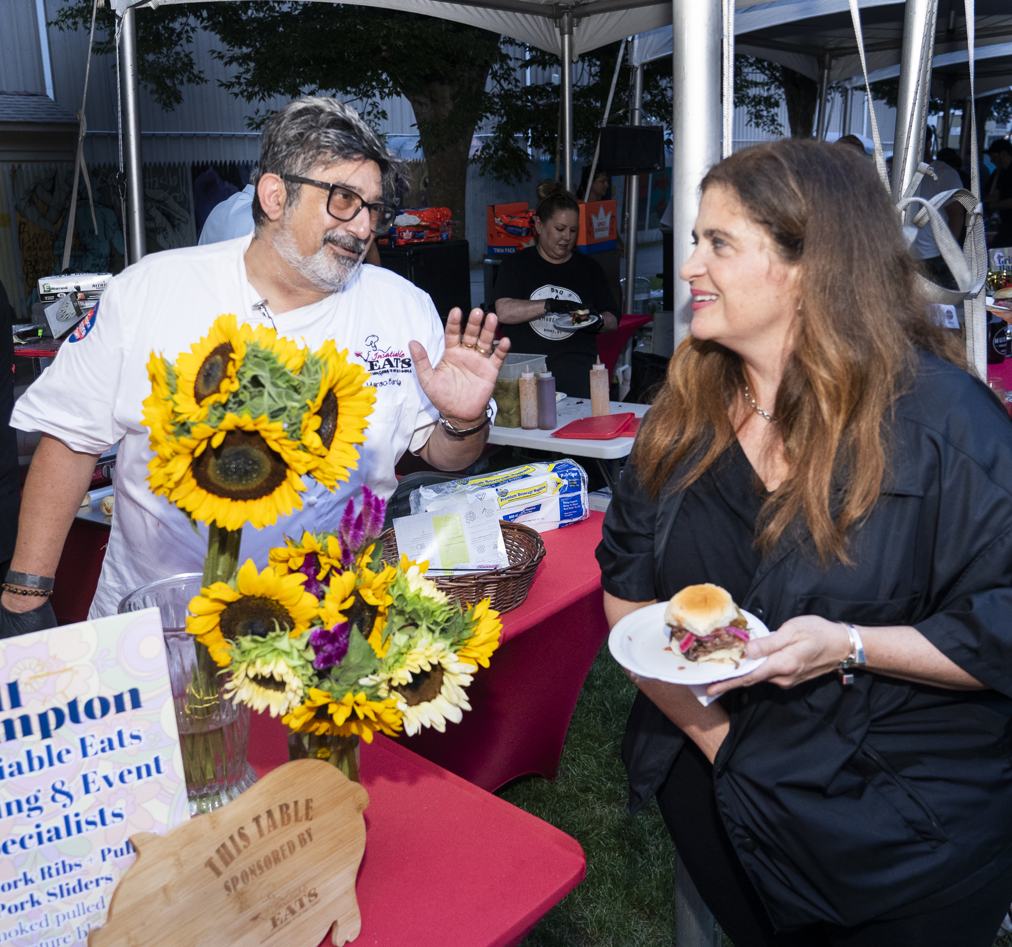 Celebrity Chef host Amex Guarnaschelli and Grill Hampton Chef Marco Barilla of Insatiable Eats