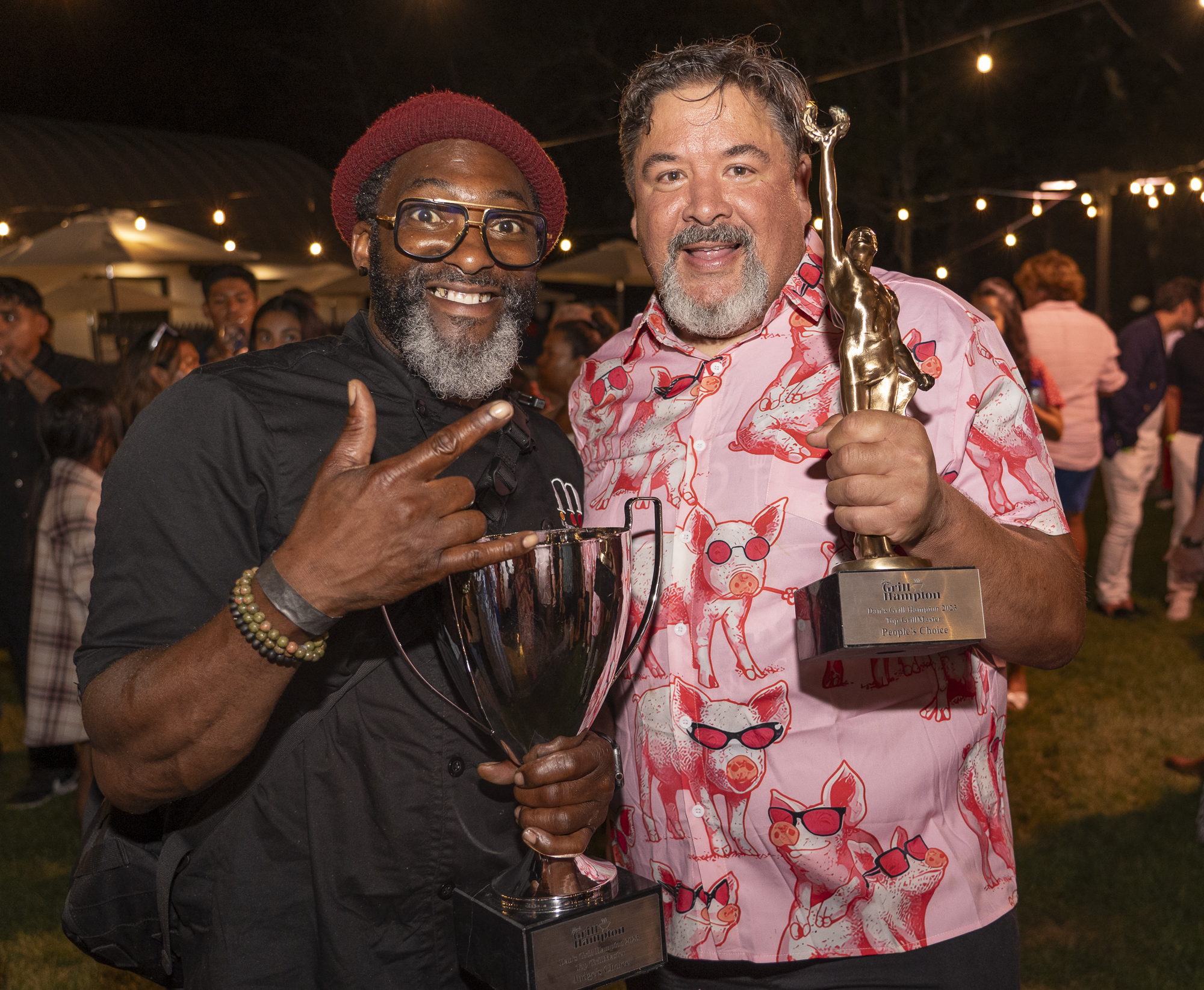 Chefs Marc Bynum of Piehole & Marc Bynum Concepts and Peter Ambrose of Endless Summer won the Judges' and People's Choice Awards, respectively, at GrillHampton 2023