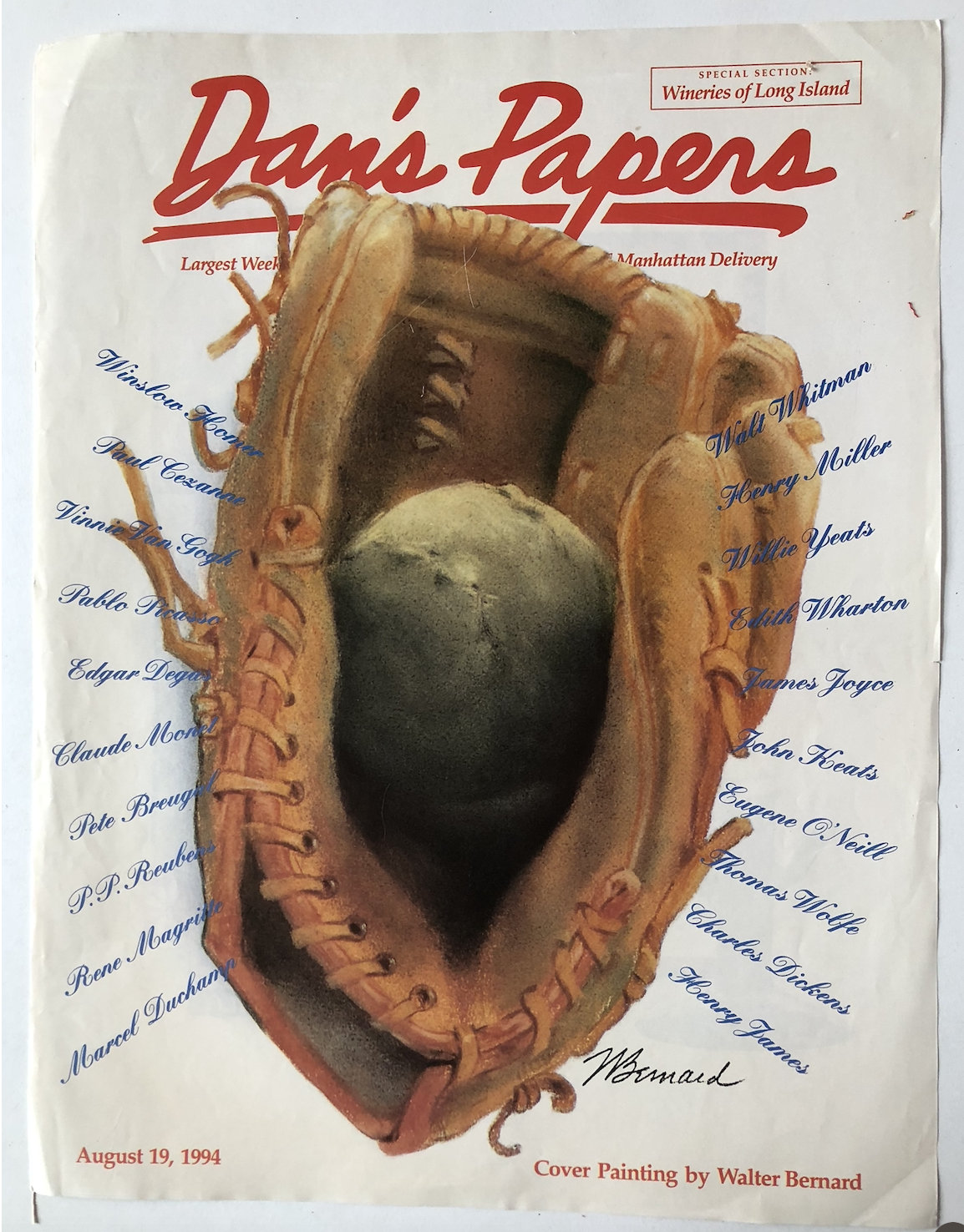 A photo of Walter Bernard's first Artists & Writers Game cover for Dan's Papers