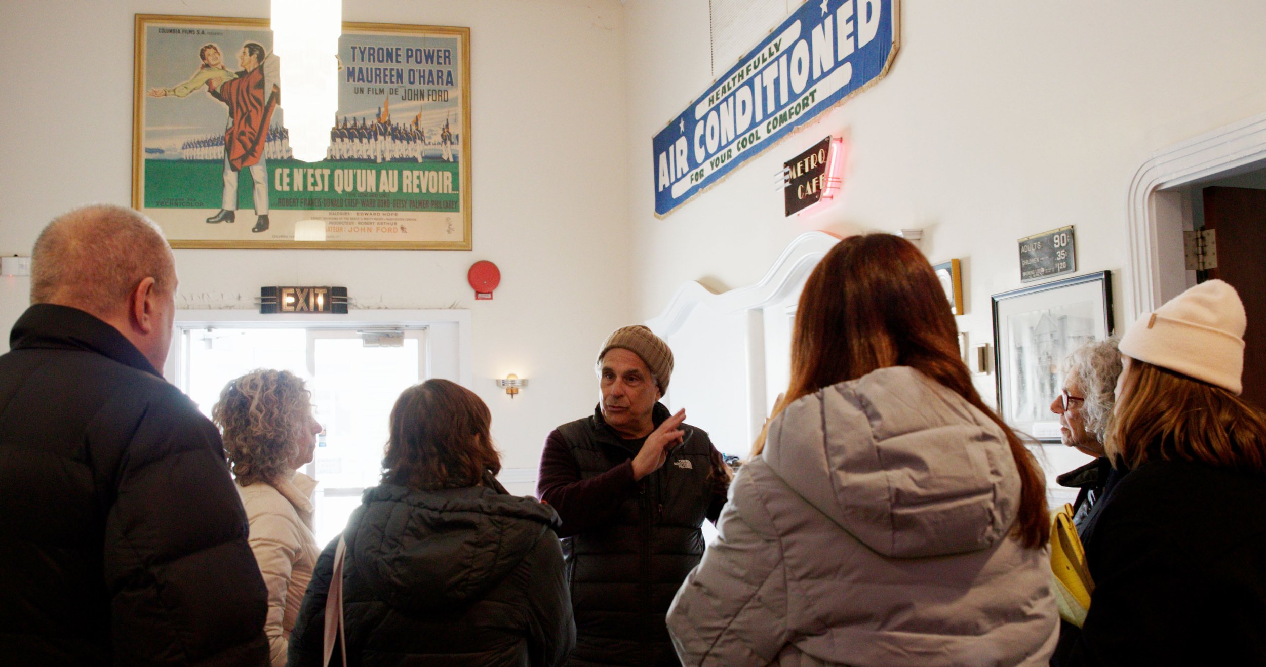 Tony Spiridakis conducting a tour of the Greenport Theatre, soon to be North Fork Arts Center