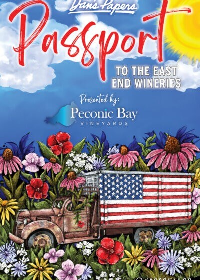 Dan's Papers Passport to the East End Wineries 2023, Presented by Peconic Bay Vineyards (art by Kara Hoblin)