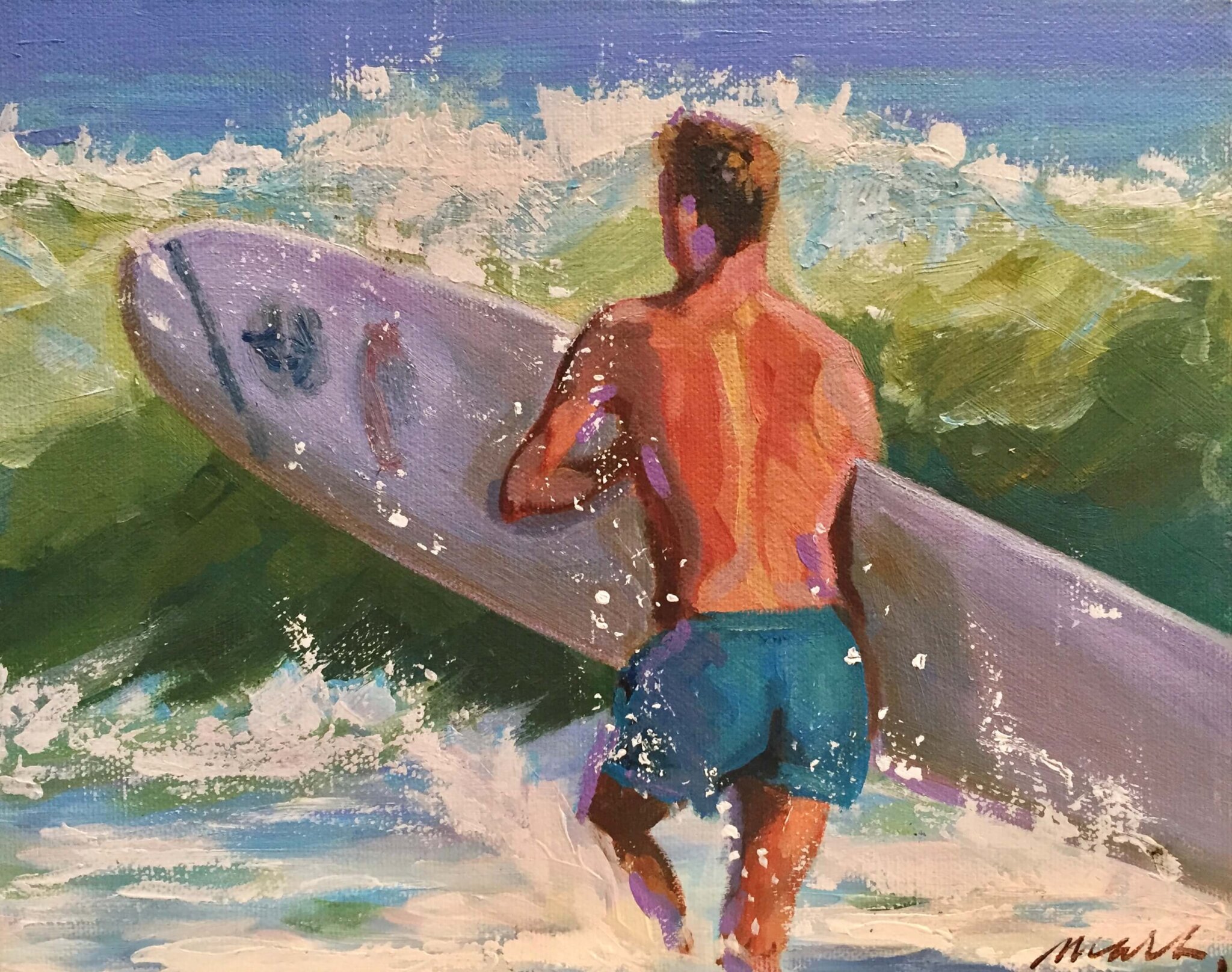 One of Lynn Mara's surfer-themed paintings