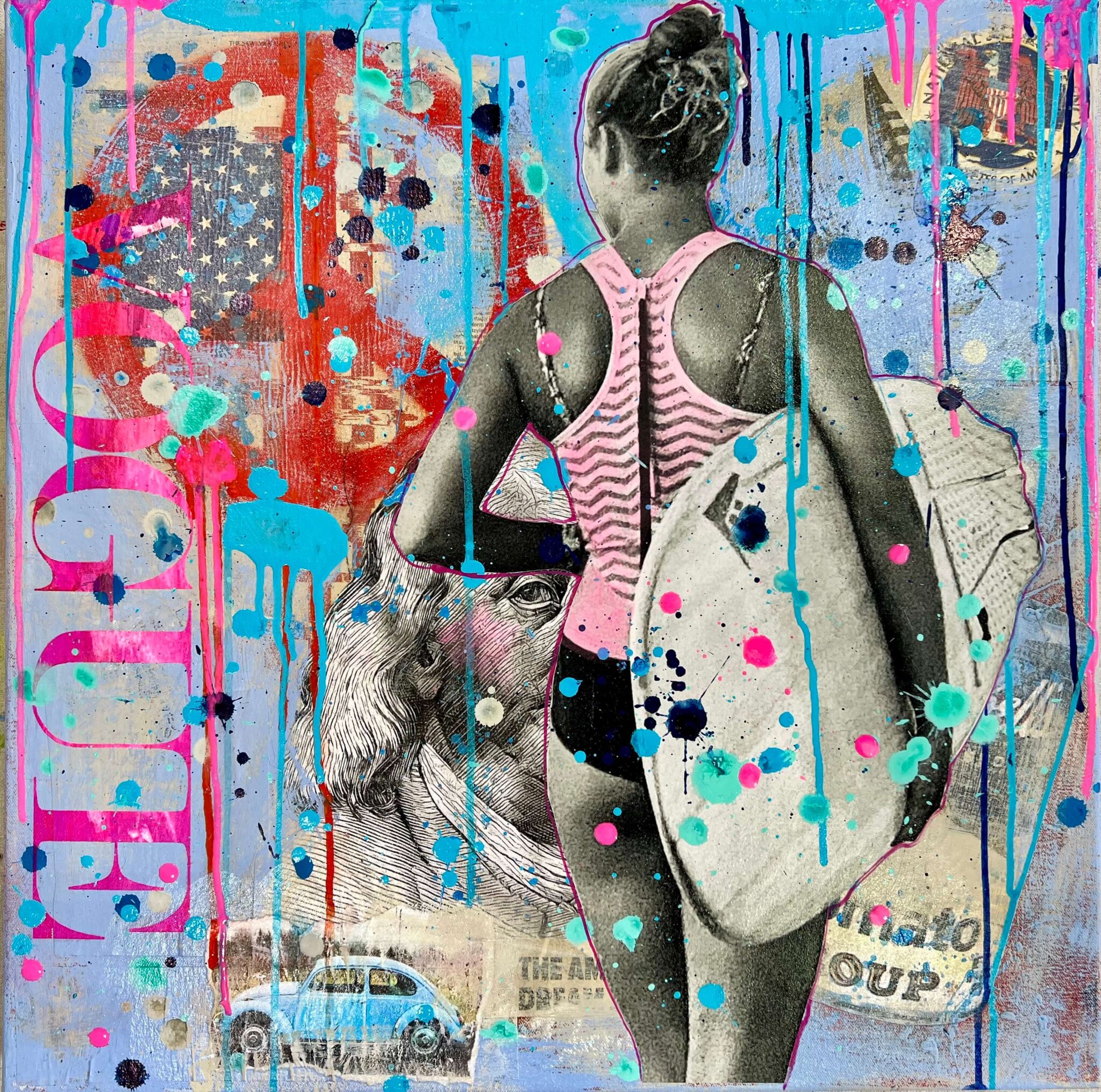 One of Lynn Mara's surfer-themed collages