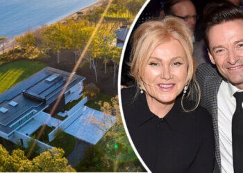 Hugh Jackman and Deborra-Lee Furness created a waterfront compound in East Hampton’s Northwest Woods by purchasing two side-by-side properties in 2014 and 2015. ©PATRICKMCMULLAN.COM