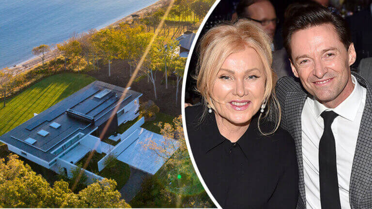 Hugh Jackman and Deborra-Lee Furness created a waterfront compound in East Hampton’s Northwest Woods by purchasing two side-by-side properties in 2014 and 2015. ©PATRICKMCMULLAN.COM