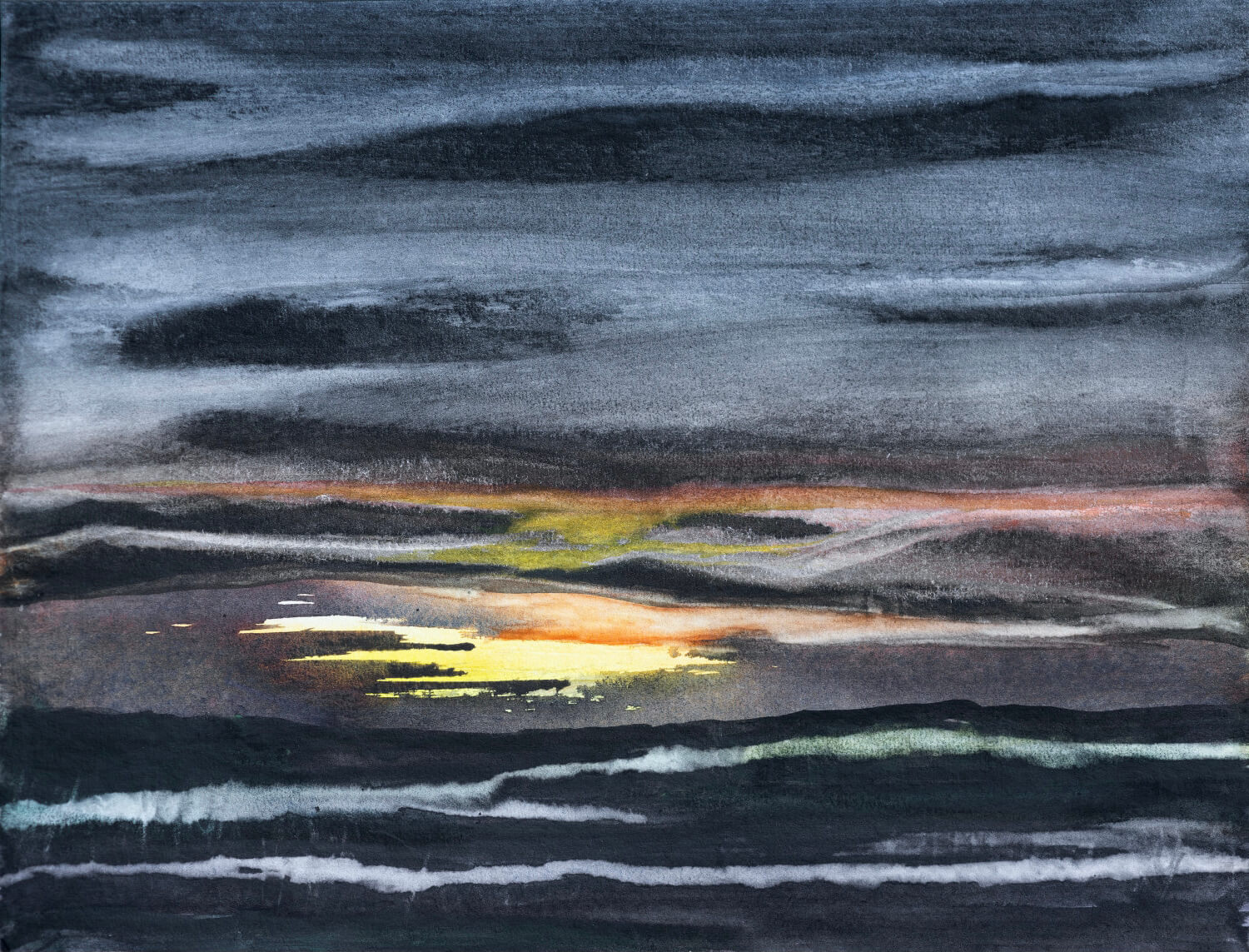 "Last Light" watercolor by Kirsten Benfield