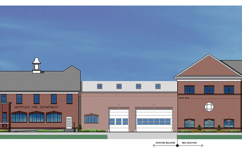 A rendering of the proposed Mattituck firehouse expansion project, which is set to go to a vote on Oct. 24. Courtesy of the Mattituck Fire District