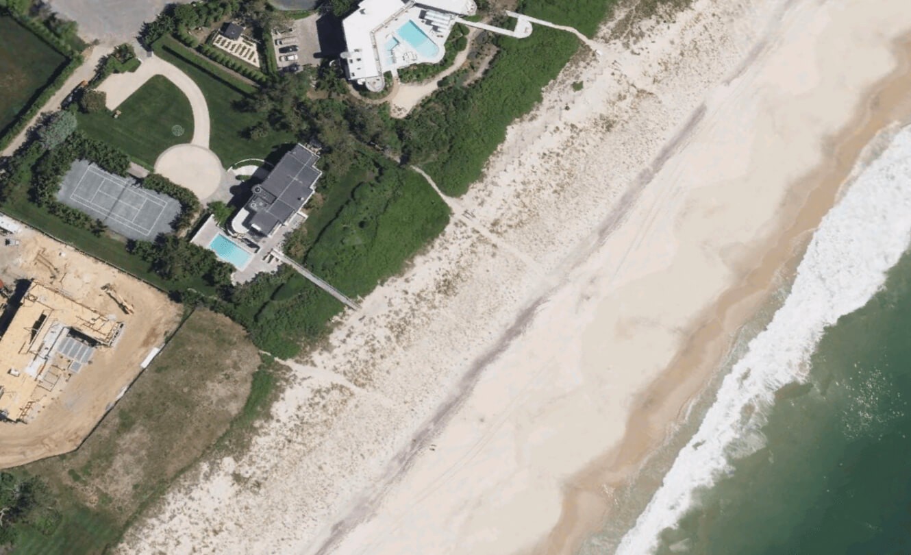 The oceanfront house at 140 Murray Place in Southampton sold recently with a last ask of $41.9 million. Apple Maps